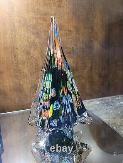 Murano Glass Christmas Tree Millefiori 8 3/4 Tall 5 Wide Excellent Condition