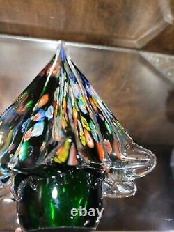 Murano Glass Christmas Tree Millefiori 8 3/4 Tall 5 Wide Excellent Condition