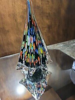 Murano Glass Christmas Tree Millefiori 8 3/4 Tall 5 Wide Excellent Condition