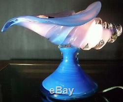 Murano Glass Conch Shell Table Lamp Light Sculpture Blue Mid Century Modern 60s