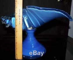 Murano Glass Conch Shell Table Lamp Light Sculpture Blue Mid Century Modern 60s