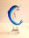 Murano Glass Dolphin Sculpture Wave Hand Blown Art Glass Blue 14 Italy