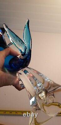 Murano Glass Dolphin Sculpture Wave Hand Blown Art Glass Blue 14 Italy