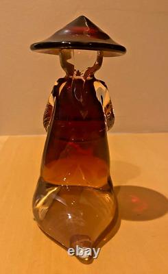 Murano Glass Figurine Hand Blown Vecchia in Red Signed by Elio Raffaeli 1985