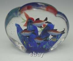 Murano Glass Fish Aquarium Block Paperweight