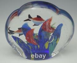 Murano Glass Fish Aquarium Block Paperweight