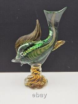 Murano Glass Fish Multicolored Italy Beautiful 11.5 Inch Tall Hand Blown Italy