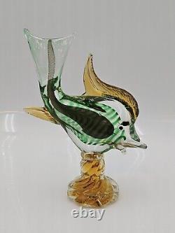 Murano Glass Fish Multicolored Italy Beautiful 11.5 Inch Tall Hand Blown Italy