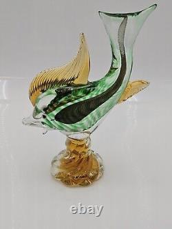 Murano Glass Fish Multicolored Italy Beautiful 11.5 Inch Tall Hand Blown Italy