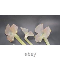 Murano Glass Flowers Set of 3 Pink Hand Blown Frosted Decorative Art Glass DH877