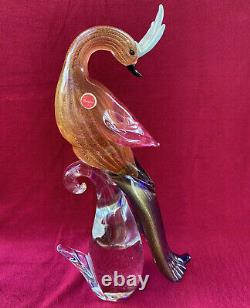 Murano Glass Formia Bird Of Paradise Figurine Peacock Sculpture Large 15.5