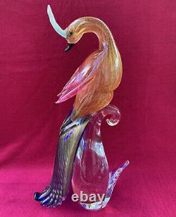 Murano Glass Formia Bird Of Paradise Figurine Peacock Sculpture Large 15.5