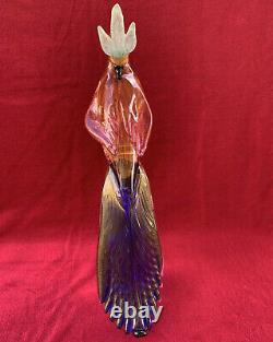 Murano Glass Formia Bird Of Paradise Figurine Peacock Sculpture Large 15.5