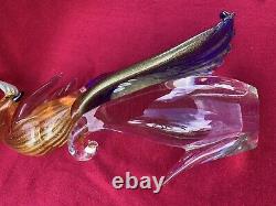 Murano Glass Formia Bird Of Paradise Figurine Peacock Sculpture Large 15.5