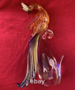 Murano Glass Formia Bird Of Paradise Figurine Peacock Sculpture Large 15.5