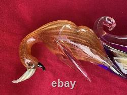 Murano Glass Formia Bird Of Paradise Figurine Peacock Sculpture Large 15.5