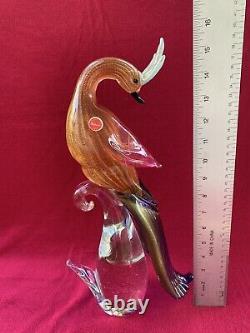 Murano Glass Formia Bird Of Paradise Figurine Peacock Sculpture Large 15.5