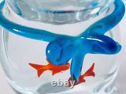 Murano Glass Gift Bag 2 Fish Paperweight 7 ½ in Hand Blown MCM Italy 3+ lbs