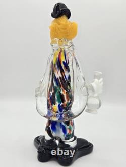 Murano Glass Hand Blown Confetti Adventurine Clown Holding Vase 9.5