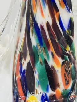 Murano Glass Hand Blown Confetti Adventurine Clown Holding Vase 9.5