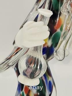 Murano Glass Hand Blown Confetti Adventurine Clown Holding Vase 9.5