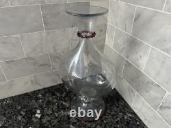 Murano Glass Hand Blown Decorative Bubble Vase With Red Glass Accent