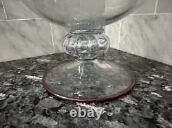 Murano Glass Hand Blown Decorative Bubble Vase With Red Glass Accent