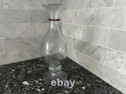 Murano Glass Hand Blown Decorative Bubble Vase With Red Glass Accent