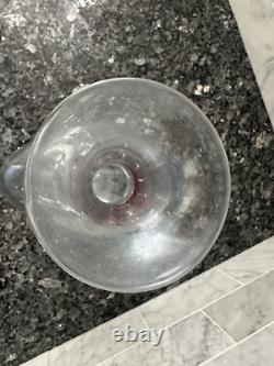 Murano Glass Hand Blown Decorative Bubble Vase With Red Glass Accent