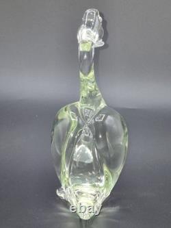 Murano Glass Hand Blown Duck Figurine Light Green & Clear Trapped Bubble 8