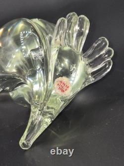 Murano Glass Hand Blown Duck Figurine Light Green & Clear Trapped Bubble 8