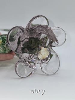 Murano Glass Hand Blown Green Fish Silver & Gold Aventurine 10.75