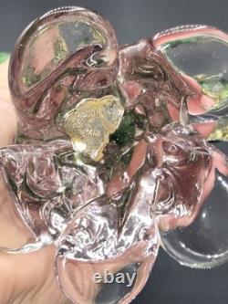 Murano Glass Hand Blown Green Fish Silver & Gold Aventurine 10.75