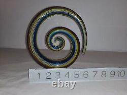 Murano Glass Hand Blown Latticino Swirl Vintage Multi Color Rare 8'' Unique Art