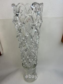 Murano Glass LATTICE WEB Art Glass Vase Hand Blown Pulled Glass 20 X 5.5 INCH