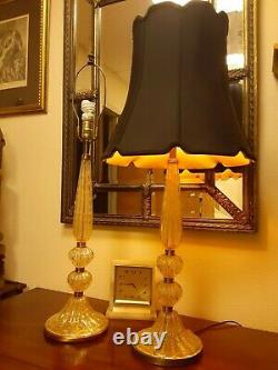 Murano Glass Lamp Pair, Barovier & Toso, Mid Century Lamp 1930s Hand Blown