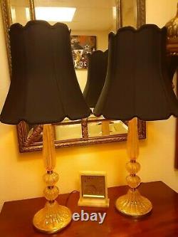 Murano Glass Lamp Pair, Barovier & Toso, Mid Century Lamp 1930s Hand Blown
