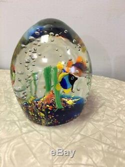 Murano Glass Large Tropical Reef Fish Aquarium Egg Sculpture 7 Lbs