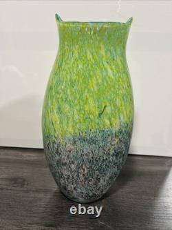 Murano Glass Owl Vase Hand Blown 13 Inches