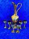 Murano Glass Pitcher & 6 Goblets Hand Blown & Painted Gold Trim Exquisite