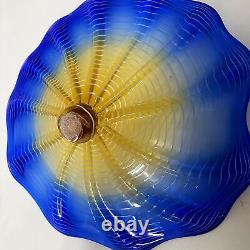 Murano Glass Plate Wall Decor, Contrast Color Hand-Blown H304-Navy Blue Yellow