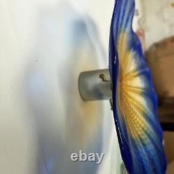 Murano Glass Plate Wall Decor, Contrast Color Hand-Blown H304-Navy Blue Yellow