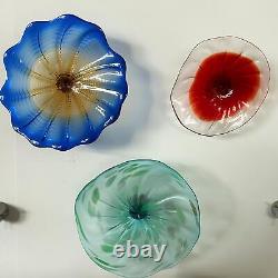 Murano Glass Plate Wall Decor, Contrast Color Hand-Blown H304-Navy Blue Yellow