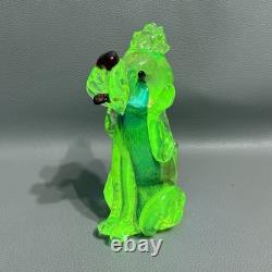 Murano Glass Poodle 6 Hand Blown Uranium Blue Center Gold Flake Art Glass VTG
