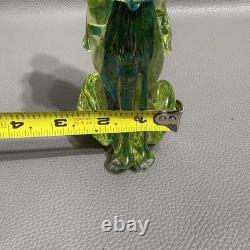 Murano Glass Poodle 6 Hand Blown Uranium Blue Center Gold Flake Art Glass VTG
