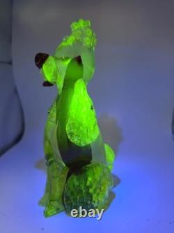 Murano Glass Poodle 6 Hand Blown Uranium Glass Red Center Vintage CHIP