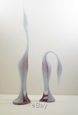 Murano Glass Renato Anatra 2 Birds Sculptures Alexandrite Neodymium 25 Signed