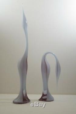 Murano Glass Renato Anatra 2 Birds Sculptures Alexandrite Neodymium 25 Signed