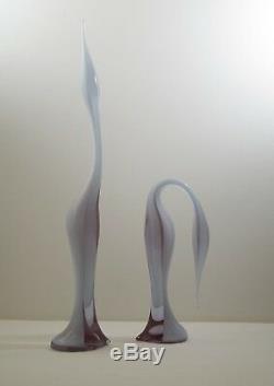 Murano Glass Renato Anatra 2 Birds Sculptures Alexandrite Neodymium 25 Signed