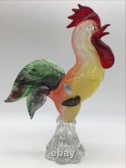 Murano Glass Rooster Hand Blown Original Sticker 11 Inches